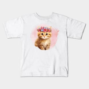 Baby Animal with Floral Crown Kids T-Shirt